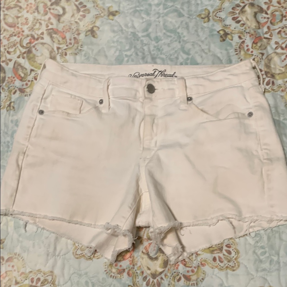 Universal Thread White Jean Shorts with rough edge